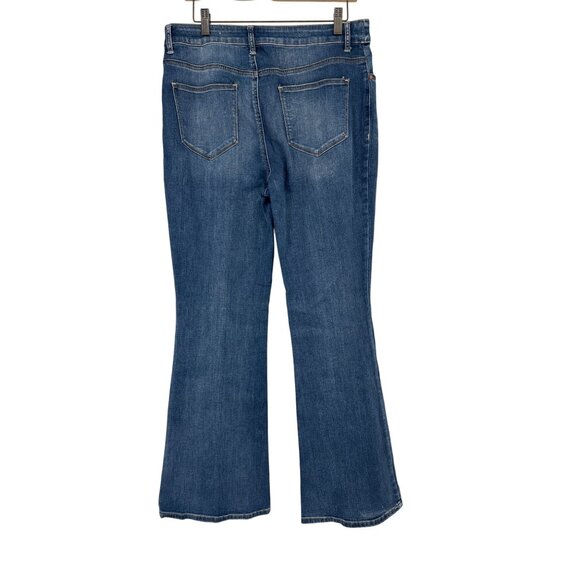 Chicos 1.5 Platinum Flare Jeans Size 10 Blue Denim Cotton stretch, medium wash - Picture 3 of 5
